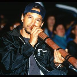 Didgeridoo player in the Festival Lounge