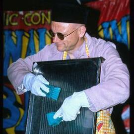 Wasboard player Mick Conway in the Festival Lounge