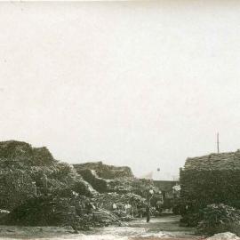 Stacks of sandalwood at the Fremantle Power House, South Mole