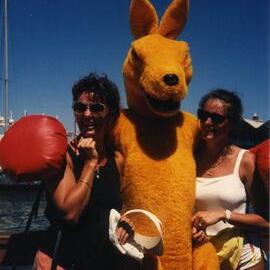 Boxing Kangaroo mascot and friends during Americas Cup