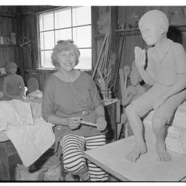 Fremantle ceramic sculptor, Joan Campbell (1925-1997) in her Bathers' Beach studio, Mews Road.