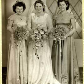 Mary Firbanks (Bride), Shirley Feltham and Joyce Martin (Bridesmaids)